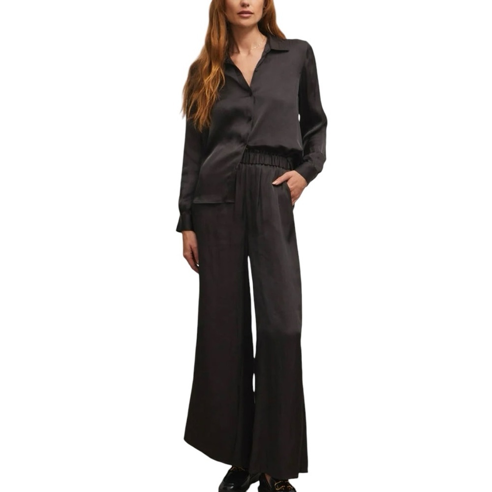 NWT Z Supply Estate Lux Sheen Pants Size Medium Black
